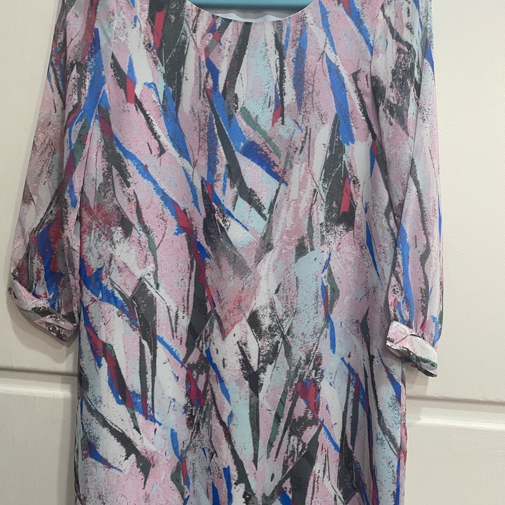 Jack by BB Dakota Abstract Long Sleeve Dress - Pink, Blue, Black